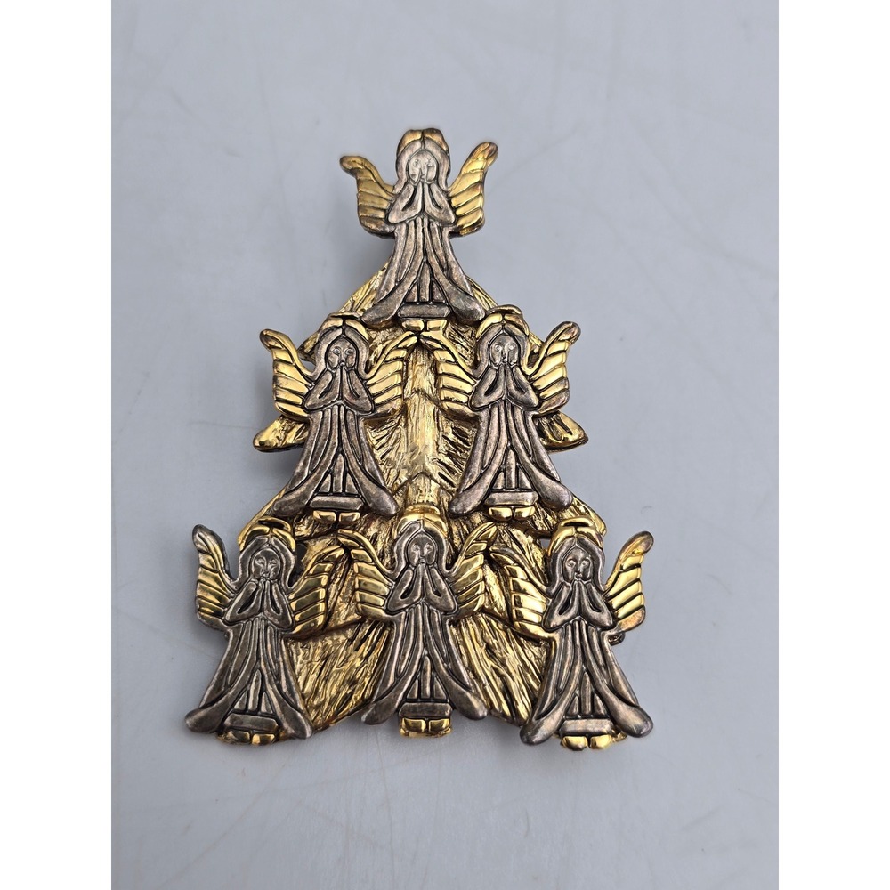 MJ‎ Enterprises Brooch Pendant Women OS Gold Silver Good Angel Christmas Tree MJ
